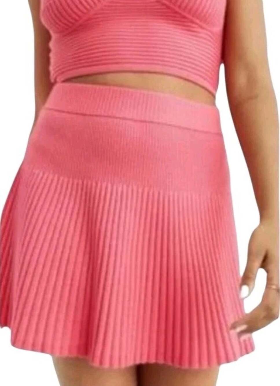 Aerie Take Charge Ribbed Pleated Sweater Skirt Size Large Tennis Preppy Academia